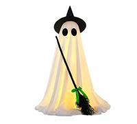 Kit de fantôme lumineux - Décorations d'Halloween extérieures, décoration d'Halloween, fantôme effrayant avec balai de sorcière, décoration effrayante lumineuse pour jardin, terrasse, jardin, porche