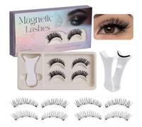 Kit de faux cils magnétiques souples avec applicateur, sans colle, 2 paires réutilisables, faciles à porter et à retirer, faux cils réalistes et légers, style plume, pour un usage quotidien (#01)