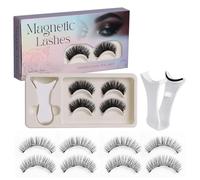 Kit de faux cils magnétiques souples avec applicateur, sans colle, 2 paires réutilisables, faciles à porter et à retirer, faux cils réalistes et légers, style plume, pour un usage quotidien (#02)