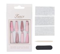 Kit de faux ongles adhésifs - 30 pièces | Ongles artificiels longs | Motifs tendance | Couverture intégrale | Idéal pour soirées, mariages et usage quotidien | Matériau ABS (0070-SH)