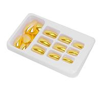 Kit de Faux Ongles Réutilisables, 24 Pièces, Faux Ongles en Forme de Cercueil, Longs, Faux Ongles à Paillettes, Pointes Artificielles Françaises, Bâton pour Femmes et Filles (LG09)
