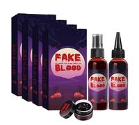 Kit De Faux Sang Pour Halloween, Maquillage Réaliste Et Lavable Pour Cosplay Et Déguisements De Zombies, Vampires Et Monstres, Spray De Faux Sang, Sang Qui Coule, Gel De Sang Coagulé. (4)