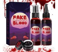 Kit De Faux Sang Pour Halloween, Maquillage Réaliste Et Lavable Pour Cosplay Et Déguisements De Zombies, Vampires Et Monstres, Spray De Faux Sang, Sang Qui Coule, Gel De Sang Coagulé. (1)