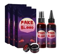 Kit De Faux Sang Pour Halloween, Maquillage Réaliste Et Lavable Pour Cosplay Et Déguisements De Zombies, Vampires Et Monstres, Spray De Faux Sang, Sang Qui Coule, Gel De Sang Coagulé. (3)