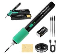 Kit de fer à souder 15W, Fer à souder USB rechargeable avec 3 réglages de température 230℃-450℃, 3 embouts de soudure, support de fer à souder Professionnel Sécuritaire Complet Compact Facile à