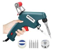 Kit de Fer à Souder, 60 W 220 V Pistolet à Souder avec Interrupteur Marche/Arrêt, Outil de Soudage à une Main avec Fil à Souder 50g, 5 Pannes à Souder, Pâte à Souder pour Souder et Réparer