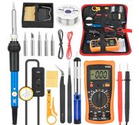 Kit de fer à souder - 60 W - Fer à souder avec température réglable de 200 à 450 °C - Outil de soudage avec multimètre numérique avec 5 pannes à souder - Soudure et réparation de qualité supérieure -