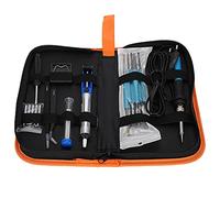 Kit de fer à souder à température réglable avec élément chauffant interne en céramique de 60 W, support de pointe de pompe à dessouder haute pression et sac à outils - 19 pièces
