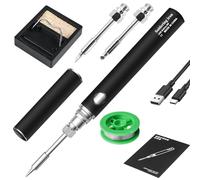 Kit de fer à souder avec batterie USB avec 3 températures réglables de 330 ℃ à 450 ℃, 3 pannes à souder, kit de soudure portable, fer à souder sans fil, support de fer à souder, chauffage rapide, kit