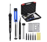 Kit De Fer À Souder Électrique 80W, Pâte Température Réglable, Pompe Dessouder, Ensemble D'outils Soudage, Écran LCD Chauffage PréCis(Black kit-06)