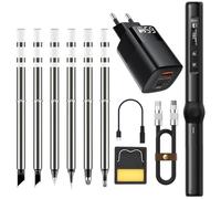 Kit de fer à souder électrique avec 6 pointes et écran OLED numérique, double entrée d'alimentation 96 W DC et 65 W PD, tension de fonctionnement 9 à 24 V et température réglable