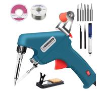 Kit de fer à souder électronique automatique 60 W avec pompe à dessouder, pince à épiler, pistolet à souder portable pour bijoux, bricolage, réparation de circuits imprimés (bleu)