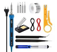 Kit de fer à souder, Fer à souder set, kit de soudure LED 100W avec contrôle de température 180-520°C Température Réglable avec écran LCD support de fer à souder pour travaux réparations électriques