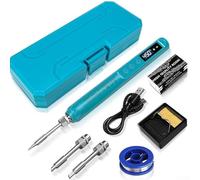 Kit de fer à souder numérique USB C avec batterie sans fil, température réglable et arrêt automatique pour réparation électronique, travaux manuels et réparations de petits composants (D)