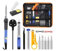 Kit de fer à souder, pistolet à souder 15 en 1 avec soudure, 60 W température réglable 200-450 °C, pointes à souder, pompe à dessouder, tube de fil d'étain, support de fer à souder, pince à épiler