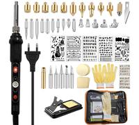 Kit de fer à souder pour pyrogravure - 60 W - Température réglable 200-450 °C - Piston à combustion pour bois et cuir - Gravure DIY - Soudure - Sculpture de pyrogravure sur bois.