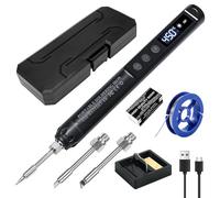 Kit de fer à souder rechargeable par USB avec écran LCD, fer à souder sans fil 3 embouts de soudure, température réglable de 200 à 450 °C, kit de fer à souder sans fil professionnel et sûr