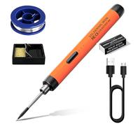 Kit de fer à souder sans fil 3 modes, avec batterie USB, température réglable de 300 °C à 450 °C, avec 2 pannes à souder de rechange, support de fer à souder et fil à souder pour travaux électriques