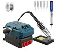 Kit de fer à souder sans fil pour batterie Bosch Professional 18 V Système GBA, 60 W LCD, température réglable 180-480 °C, avec interrupteur ON/OFF, tige d'aspiration, fil à souder 50 g, support de