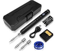Kit de fer à souder sans fil rechargeable par USB avec écran LCD, température réglable de 150 à 450 °C, noyau chauffant en céramique, 3 pointes à souder et fil à souder professionnel complet pour
