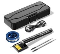 Kit de Fer à Souder sans Fil Treedix, Fer à Souder Rechargeable USB, Kit de Soudage 8W Avec Trois Embouts de Fer, Température Réglable, Fer à Souder électrique pour la réparation