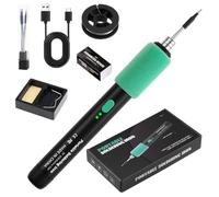 Kit de fer à souder USB sans fil avec 3 températures réglables de 260 ℃ à 450 ℃, 3 pannes à souder, support de fer à souder, fil à souder, pâte à souder, kit de soudure pour réparation de soudure