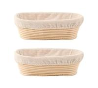 Kit de fermentation et de cuisson du pain : Multifonction Paniers en rotin faits à la main avec couverture en lin Idéal for le levain, la baguette et le pain artisanal(Elliptical -28x14x8cm)