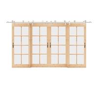 Kit de ferrure de porte coulissante 400 cm en acier inoxydable argenté - Glisse en douceur - Support de dérivation pour double porte - Kit durable pour l'intérieur, armoire, chambre à coucher, ferme