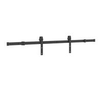 Kit de ferrures de porte coulissante 152,5 cm en acier revêtu par pulvérisation noir avec butée de porte et guide au sol pour porte de chambre, porte de salon, bureau, glissement silencieux, montage