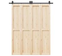 Kit de ferrures de porte coulissante 183 cm en acier noir, butée de porte et guidage au sol, rail avec roulettes, pour porte de chambre et porte d'appartement, facile à monter, silencieux, stable et