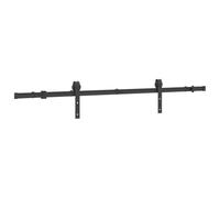 Kit de ferrures de porte coulissante 183 cm en acier revêtu par pulvérisation noir avec butée de porte, guide au sol, durable pour porte de chambre, porte d'entrée, protection anti-effraction, montage