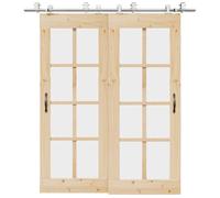 Kit de ferrures de porte coulissante 200 cm en acier inoxydable argenté avec roulettes et butées de porte pour portes de grange, accessoires de montage, support de dérivation, glisse silencieuse