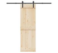 Kit de ferrures de porte coulissante 200 cm en acier noir revêtu par pulvérisation - Charge maximale de 100 kg - Avec butée de porte et guide au sol - Glissement silencieux pour porte de chambre et