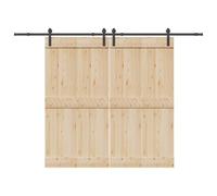 Kit de ferrures de porte coulissante 305 cm en acier revêtu par pulvérisation noire pour porte de grange - Kit robuste pour l'intérieur - Glisse en douceur - Faible bruit - Charge maximale : 100 kg