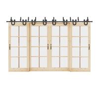 Kit de ferrures de porte coulissante 366 cm pour portes doubles - Système de dérivation en acier revêtu par pulvérisation - Noir - Kit complet pour portes de grange