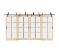 Kit de ferrures de porte coulissante 427 cm en acier revêtu par pulvérisation noir, ferrure de porte avec roulettes, butée de porte et support de dérivation pour portes de grange, montage intérieur et