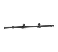 Kit de ferrures de porte coulissante de 152,5 cm en acier revêtu par pulvérisation noir avec butée de porte, guide au sol et roulettes pour porte de chambre et porte d'appartement, glissement