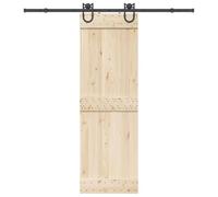 Kit de ferrures de porte coulissante de 200 cm en acier revêtu par pulvérisation noir avec butée de porte et guide au sol pour porte de chambre et porte d'appartement - Glissement silencieux et