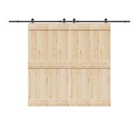 Kit de ferrures de porte coulissante de 305 cm - En acier revêtu par pulvérisation noire - Kit robuste pour porte de grange - Pour intérieur - Glisse en douceur - Silencieux - Ferrure fiable pour