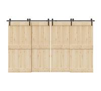 Kit de ferrures de porte coulissante de 366 cm, acier revêtu par pulvérisation noir, kit de porte de grange robuste pour l'intérieur, glisse en douceur, faible bruit, charge maximale : 100 kg