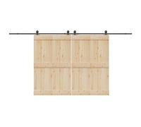 Kit de ferrures de porte coulissante de 427 cm - En acier revêtu par pulvérisation - Noir - Kit de porte de grange robuste pour l'intérieur - Glisse en douceur - Silencieux - Butée de porte fiable