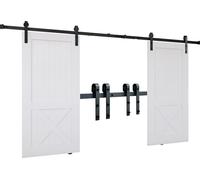 Kit de ferrures de porte coulissante de 8 pieds SucceBuy - rail haute performance de 330 livres pour portes doubles, adapté aux panneaux de 3,7 à 4,3 pieds de large et de 1,3 à 1,8 pouces d'épaisseur,