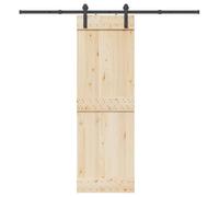 Kit de ferrures de porte coulissante en acier revêtu par pulvérisation - Noir - Longueur : 213,5 cm - Avec butées de porte et guide au sol - Pour porte de chambre, salon, chambre à coucher