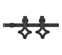 Kit de ferrures de porte coulissante SKIEN 200 cm en acier revêtu par pulvérisation noir avec 2 rails coulissants, 2 roulettes, butée de porte, guide de sol pour grange, cuisine, bureau, ouverture et