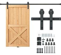 Kit de ferrures de porte coulissante SucceBuy de 8 pieds, capacité de charge de 330 livres, rail haute performance pour porte simple, convient aux panneaux de 3,7 à 4,3 pieds de large et de 1,3 à 1,8