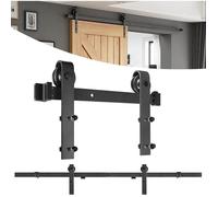 Kit de ferrures de porte coulissante - UISEBRT - 200 cm - Noir - Rail de suspension