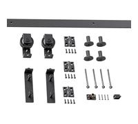 Kit de ferrures pour porte coulissante type grange Installation simple, | Forme J Rouleau noir, guide au sol pour salon, étude, appartement et entrepôt