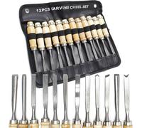 Kit de fers à sculpter 12 pcs. pour sculpture de bois avec fer plat & gouge en acier