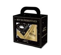KIT DE FÊTE 10 PERSONNES COTILLONS BONNE ANNÉE Noir