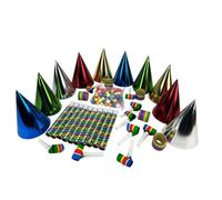 KIT DE FÊTE 10 PERSONNES COTILLONS COLORÉ MÉTAL